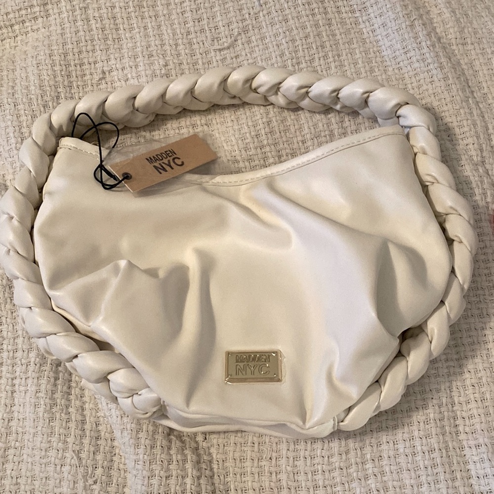Madden NYC White Woven Saddle Bag